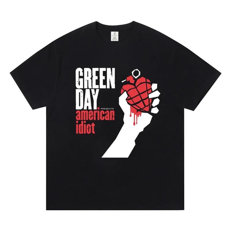 T-shirt Green Day T-shirt Groupe de Musique Rock Classique Manches Courtes Surdimensionné Style Punk Street Hommes et Femmes Hauts