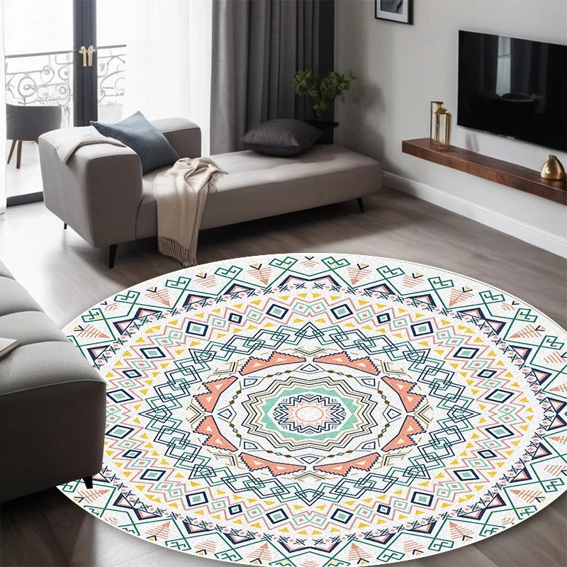 Round Short Pile European Carpets for Living Room Decoration Rugs for Bedroom Decor Carpet Non-slip Area Rug Persia Floor Mats