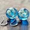 Exquisite Fashion Round Glass Blue Sky and White Clouds Pattern Earrings Personality Copper Color Metal Hook Dangle Earrings