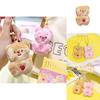 Adorable Jinnew Cream Bear Plush Keychain Brown And Pink Couples Gift Accessory