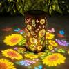 RGB Colorful Sunflower Solar Lights Outdoor Waterproof Portable Lantern Sunflower Projection Lamp for Garden Porch Lawn Decor
