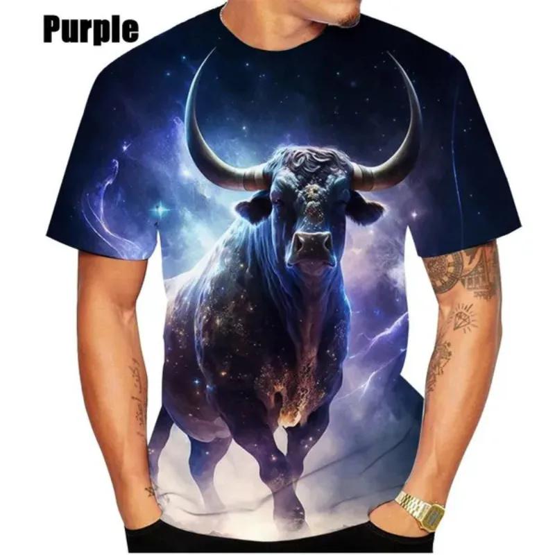 Bull 3DPrinted Casual T-Shirt Personality Cosplay Men's Clothing Fashion Unisex Hip Hop Round Neck Short Sleeve Tops