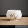Jade Trim Sheep Fat Porcelain Tea Cup - Ceramic Kung Fu Master Cup