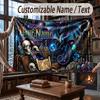 Fantasy Magic Theme Throw Blanket Custom Name Text Personalized Blanket Soft Cozy Blanket for Home Sofa Bed