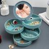 Compact Rotating Multi-Layer Jewelry Box for Earrings, Necklaces, and Rings - Dustproof and Elegant Storage Solution