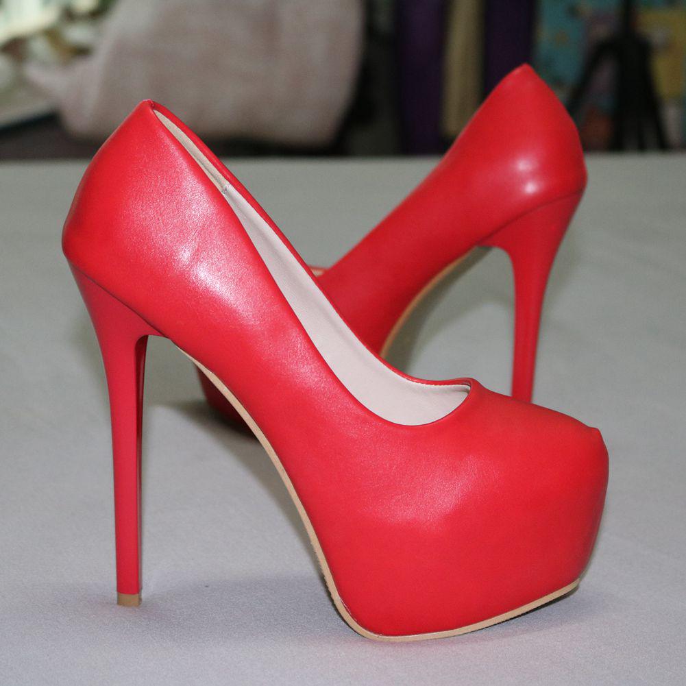Chaussures Simples à Talons Hauts Blancs 14 cm Talons Fins Rouges Plateforme Imperméable Chaussures de Mariage Blanches Grande Taille Chaussures de Mariage à Talons Hauts