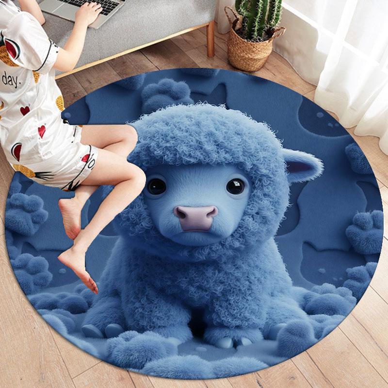 Furryanimals Round Area Rug,Carpet Rug for Living Room Bedroom Sofa Playroom Decor,Non Slip Floor Mat