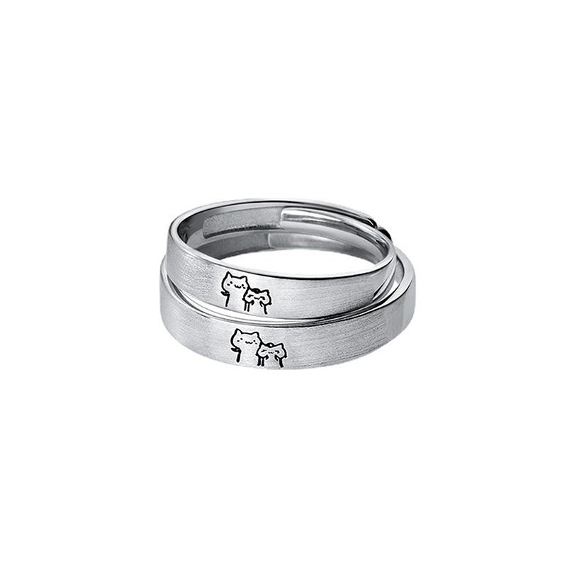 1Pair Personality Kitten Couple Open Rings For Women Men Adjustable Finger Rings Romantic Lovers Anniversary Jewelry Gifts