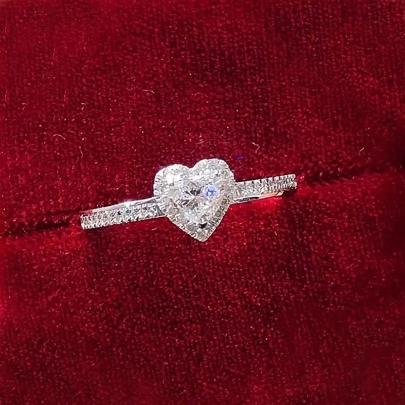 Liefde Zirkoon Ring Vrouw, Zoete En Elegante Exquise Ring, Perzik Hart Design Sieraden.