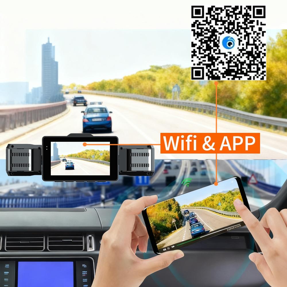 New Car Dash Cam 4 Channel HD 1080P Black Box DVR Night Vision 24H Parking Monitor 360° with WiFi Dash Cam Parking Backup Camera