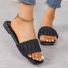 Summer Slippers For Women Flip Flops Flats  New Pleated Korean Slippers Women Sandals Orange Slip On Shoes Big Size 35-42