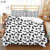 Funny Cartoon Dog Print Quilt Cover Kids Gift 100% Polyester Bedding Set Pillowcase Quilt Cover Three-Piece Set Machine Washable