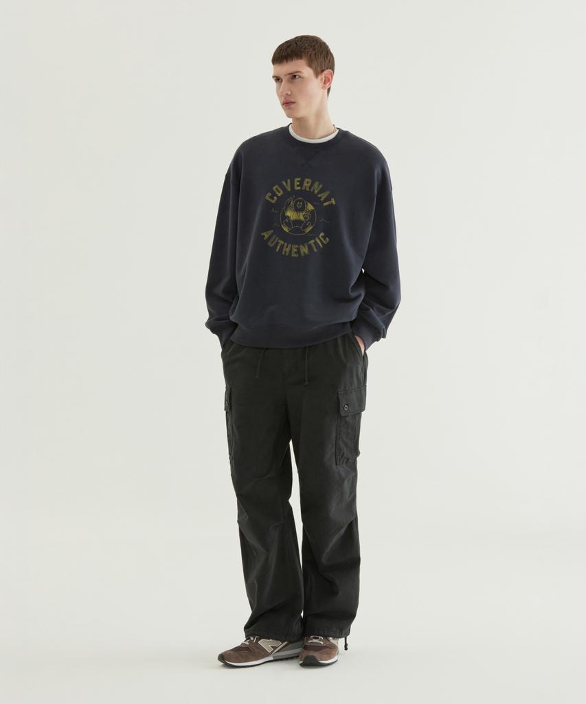 COVERNAT Wide Cotton Parachute Pants Black