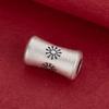 S925 Sterling Silver Tibetan Gesang Flower Barrel Beads - Large Hole Silver Tube for DIY Bracelets