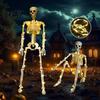 Life Size Posable Skeleton 36 Inches LED Light Up Halloween Skeleton, 3FT Full Body Props Plastic Human Bones with Movable Joints for Haunted