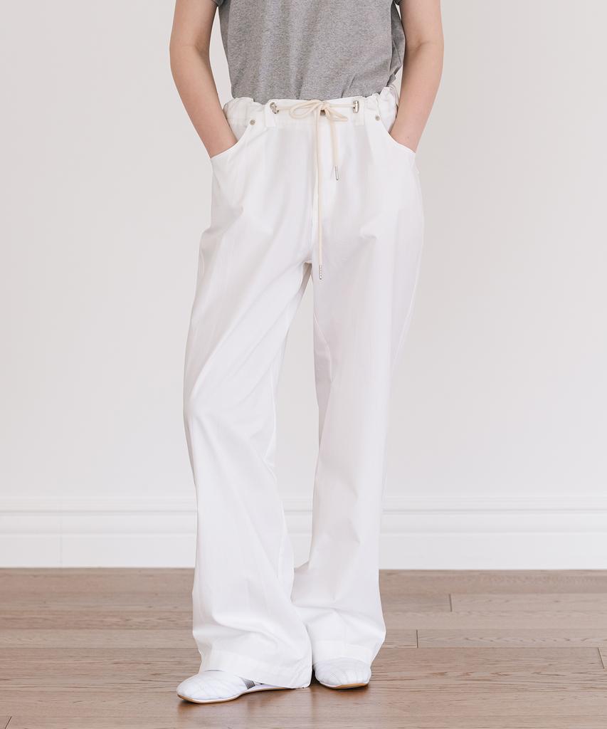 INJIACTIVE Wide String Cotton Pants Ivory