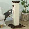 Griffoir pour chat de 81 cm, Griffoir vertical complet avec corde en sisal naturel, Boule suspendue, Peluche douce - Marron