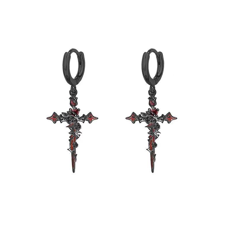 Hot-Selling Halloween Rose Thorn Earrings: Trendy Dark Earcuffs with Unique Personality