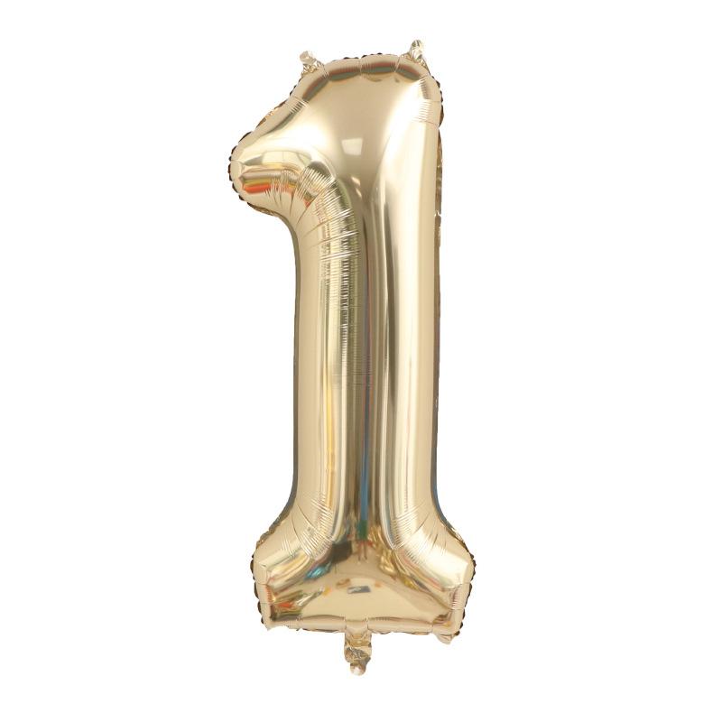 1PCS 40 Inch Large White Gold Light Gold Digital Foil Balloon for Girls' Birthdays Helium Big Number0-9 Balloon Decoration