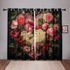 2 Stuks Vintage Roos Liefde Hart Gordijnen Valentijnsdag Rood Bloemenpatroon Woonkamer Slaapkamer Keuken Balkon Decor Gordijnen