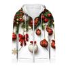 Women's Christmas Printed Sweatshirt  Winter Long Sleeve Cardigan Jacket With Pockets Zipper Hoodie Outerwear