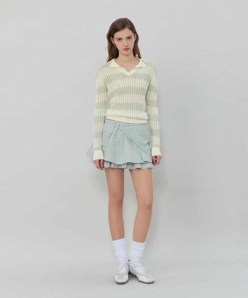 GROVE Flavia Stripe Collar Knit (Mint)