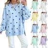 Women's Casual Loose Fit Long Sleeve Polka Dot Pullover Shirt