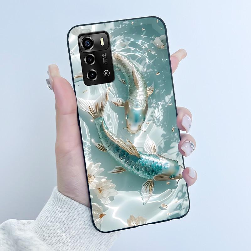 För ZTE Blade V40 Vita / V41 Smartphone Fodral Lyxigt Sött Kärleks Kanin Roligt Svart Skyddsskal Mjukt Silikon Skyddande Hölje
