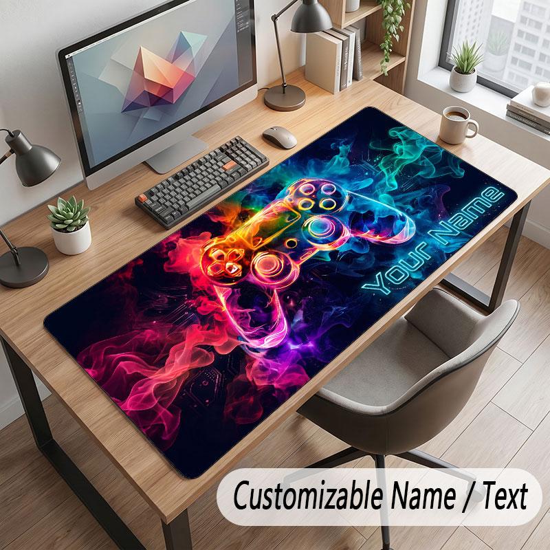 Game Controller Theme Customized Mouse Pad Personalized Print Name Text Desk Mat For Home Office Table Decor