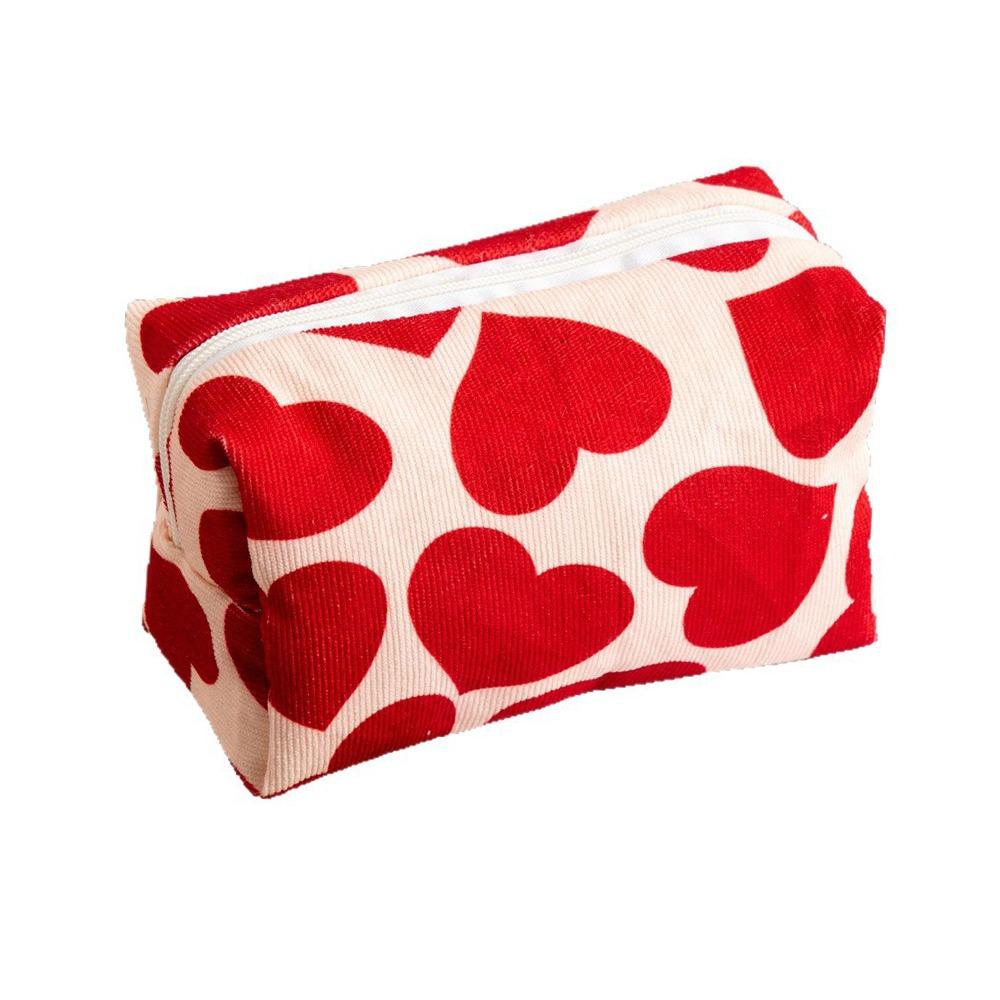 Soft Touch Heart Print Pattern Makeup Bag Multi-functional Large Capacity Toiletry Bag Portable Makeup Pouch Women