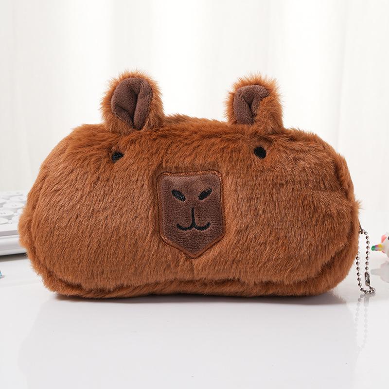 Capybara Plüsch Federmäppchen - Große Kapazität Niedliche Cartoon Schreibwarentasche für Schüler
