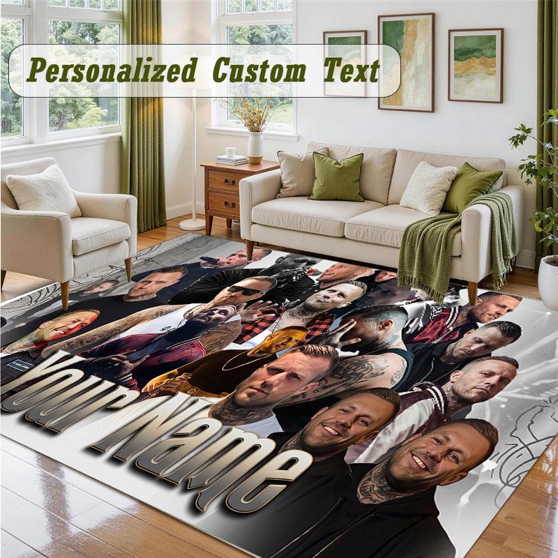 Crystal Velvet Square Rug Custom NameKontra K Pattern Non Slip Home Floor Decor Rug