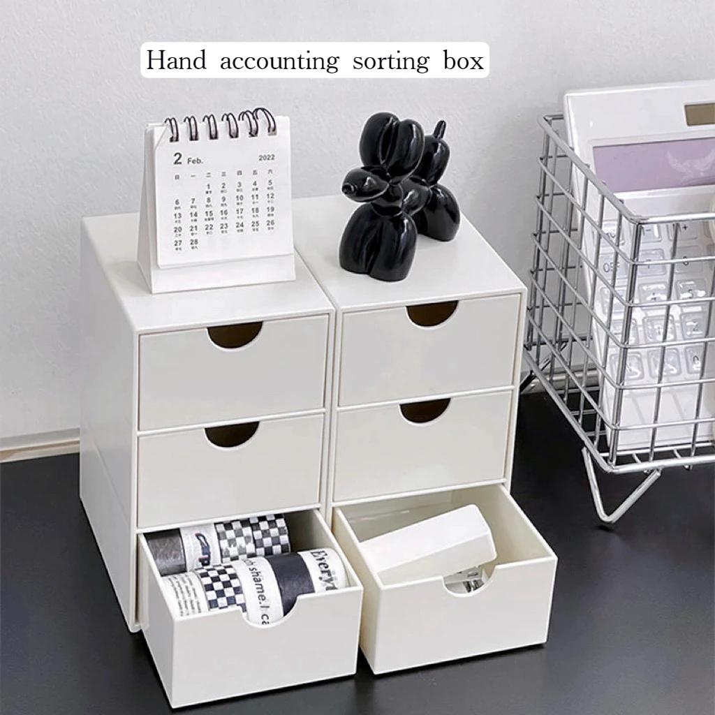 1pc Mini Three-layer Desktop Storage Box with Drawers,perfect for Storing Jewelry and Cosmetics In The Office,small White