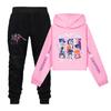 Kpop Dämonenjäger Mädchen Baumwoll Freizeitset Mit Langarm Hoodie Und Hose Für Alter 110-170cm