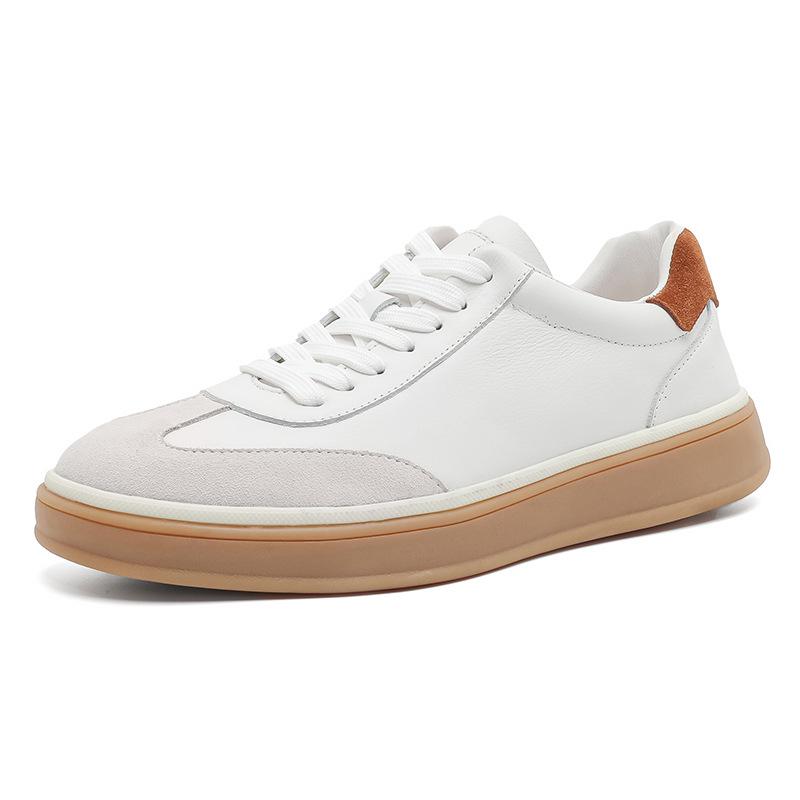 [First Layer Cowhide] New Men's Simple High Mercerized Cow Anti-velvet Leather Shoes Sports and Leisure Board Shoes