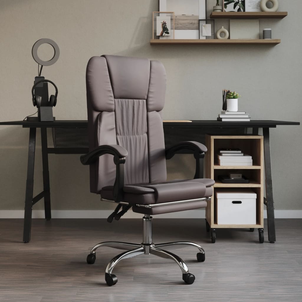 Vidaxl Foldable Office Chair, Grey, Faux Leather