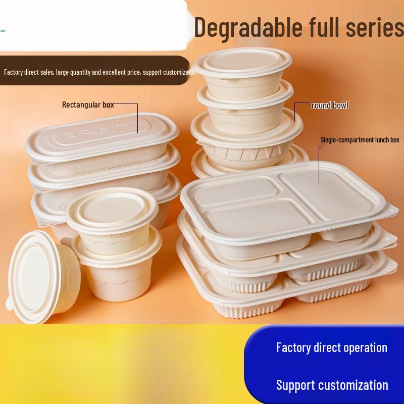 Disposable Corn Starch Round Food Containers, No Lid, 50 Pack