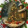Iron Wall Art Round Metal Decor Farmhouse Tin Sign For Living Room Christmas Holiday Home