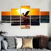 Západ slunce pelikán oceán příroda 5 ks moderní domácí nástěnná dekorace plátno obraz umění HD tisk malba na plátně pro obývací pokoj bez rámu
