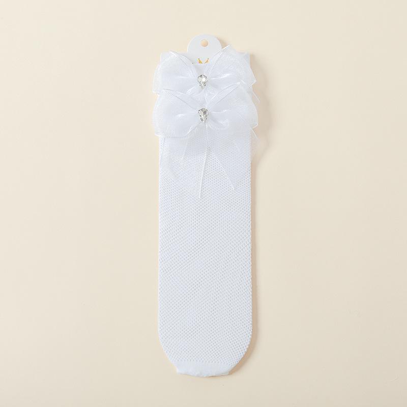 Sommar Mesh Rosettsockor för Flicka Prinsessa Barn Vadstrumpor Lolita Älva Rosett Långa Strumpor 3-12 År Baby Tunna Andningsbara Strumpor