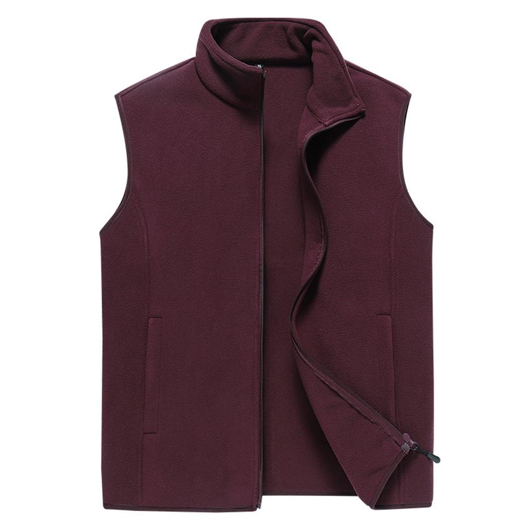 Mens Casual Cardigan Sleeveless Velvet Solid Color Fashion Winter Vest