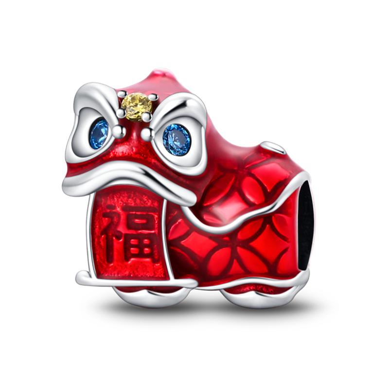 Koperen Elementen Charms Kralen Chinees Nieuwjaar Leeuwendans Draak Hangers Passend op Originele Pandora Armband Doe-het-zelf Sieraden