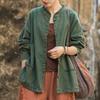 Women Vintage Chinese Style Spring Autumn Button Solid Color Pockets Coats