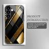 Gold Patterned Black Glass Phone Case Suitable for Samsung Galaxy S26 S25 S24 S23 S22 S20 FE/Ultra/Plus Anti Drop Back Cover