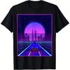 80s Synthetic Wave Racing Printed T shirt with Retro Street Style, A Must-have for Men