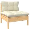 4 Piece Garden Lounge Set with Cream Cushions Pine Wood