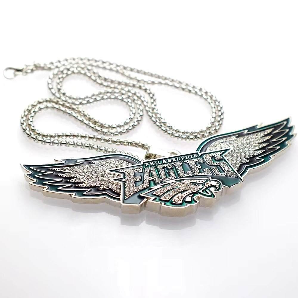 Green Eagles Necklace  Silver Pendant With Chain Necklace Football Necklace Jewelry