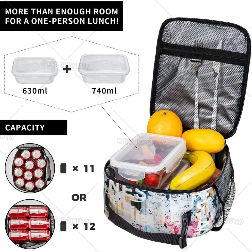 Vintage Style Portable Lunch Bag for Women/Men Insulated Reusable Lunch Box for Office Work School, Leakproof Cooler Tote Bag