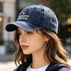 Yousheng Embroidery Pattern Baseball Hat, Adjustable Back Buckle Retro Distressed Style Baseball Cap, Washed Cotton Fabric Outdoor Sunshade