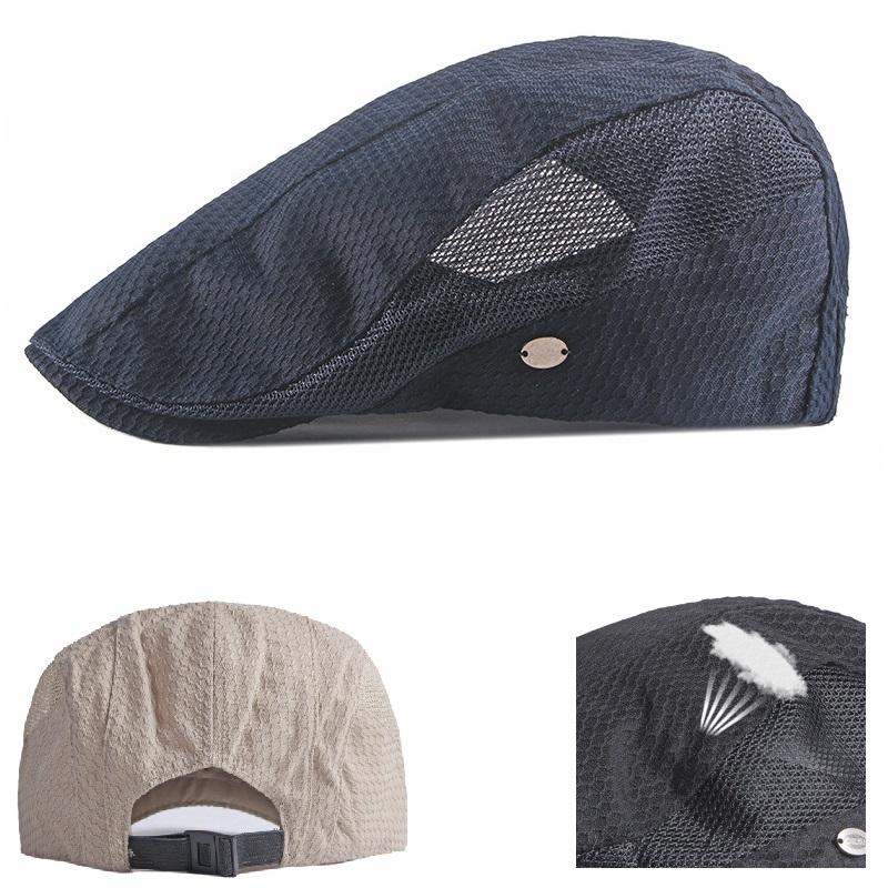 Casquette plate en mesh pour homme Chapeau Newsboy respirant d'été Béret Cabbie Ivy Gatsby pour la conduite la chasse